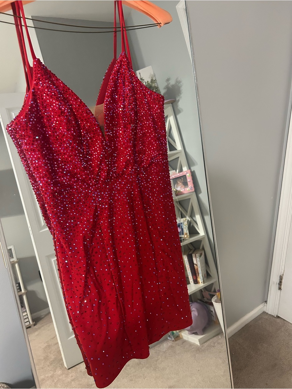Faviana Red Sequin Embellished Party Dress